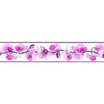 Samolepící bordura květy orchidejí fialové 5 m x 5,8 cm