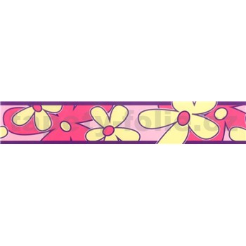 Samolepící bordura - květy růžovo-žluté 5 m x 6,9 cm - POSLEDNÍ KUSY