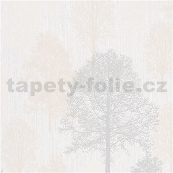 Vliesové tapety na zeď IMPOL Giulia stromy šedo-béžové na bílém podkladu