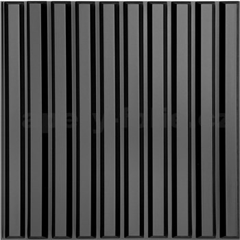 Obkladové panely 3D PVC SLATS černý rozměr 500 x 500 mm, tloušťka 1 mm