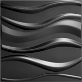 Obkladové panely 3D PVC WAVE černý rozměr 500 x 500 mm, tloušťka 1 mm,