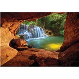 Vliesové fototapety pohled na vodopád z jeskyně rozměr 368 cm x 254 cm