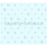Dětské vliesové tapety na zeď Little Stars dětské hračky modré - POSLEDNÍ KUSY